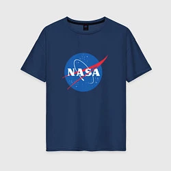 Футболка оверсайз женская NASA: Logo, цвет: тёмно-синий
