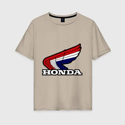 Футболка оверсайз женская Honda, цвет: миндальный