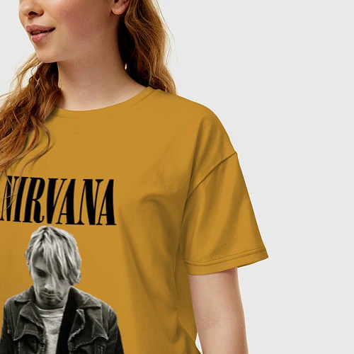 Женская футболка оверсайз Kurt Cobain: Young / Горчичный – фото 3