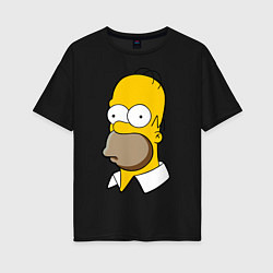 Футболка оверсайз женская Sad Homer, цвет: черный