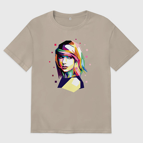Женская футболка оверсайз Taylor Swift Art / Миндальный – фото 1
