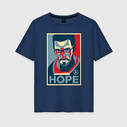 Женская футболка оверсайз Half-Life: Hope / Тёмно-синий – фото 1