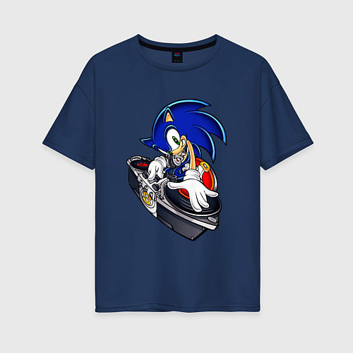 Женская футболка оверсайз Sonic / Тёмно-синий – фото 1