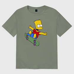 Футболка оверсайз женская Барт на скейте, цвет: авокадо
