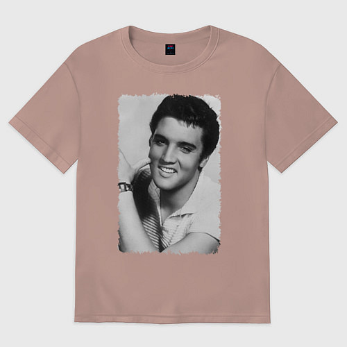 Женская футболка оверсайз Улыбка Элвиса / Пыльно-розовый – фото 1