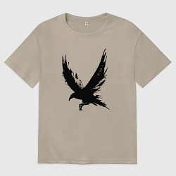 Футболка оверсайз женская Черный ворон, цвет: миндальный