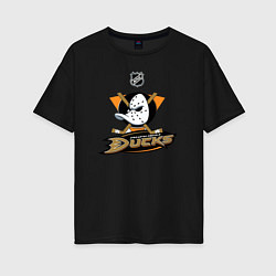 Футболка оверсайз женская NHL: Anaheim Ducks, цвет: черный