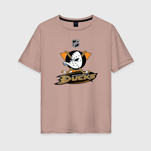 Женская футболка оверсайз NHL: Anaheim Ducks / Пыльно-розовый – фото 1