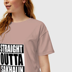 Футболка оверсайз женская Straight Outta Sakhalin, цвет: пыльно-розовый — фото 2