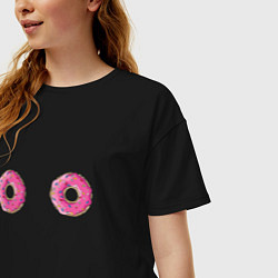 Футболка оверсайз женская Пончики, цвет: черный — фото 2