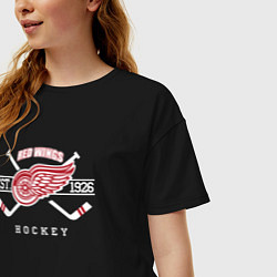 Футболка оверсайз женская Detroit Red Wings: Est.1926, цвет: черный — фото 2