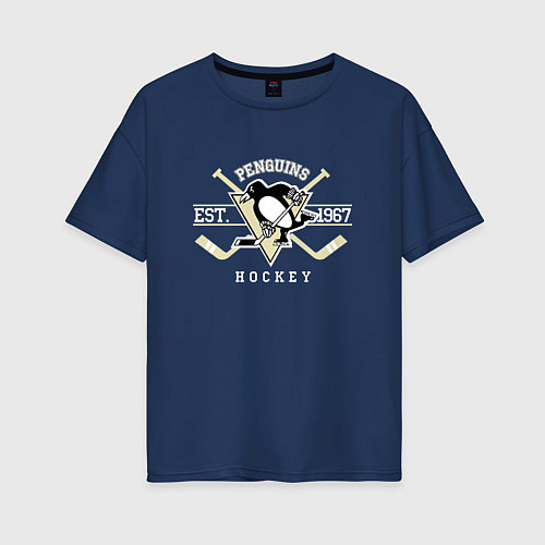 Женская футболка оверсайз Pittsburgh Penguins: Est.1967 / Тёмно-синий – фото 1