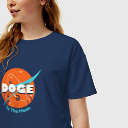 Футболка оверсайз женская Doge: To the moon, цвет: тёмно-синий — фото 2