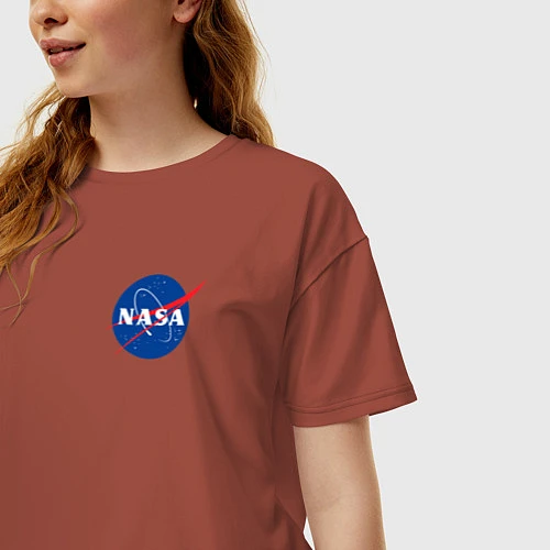 Женская футболка оверсайз NASA / Кирпичный – фото 3
