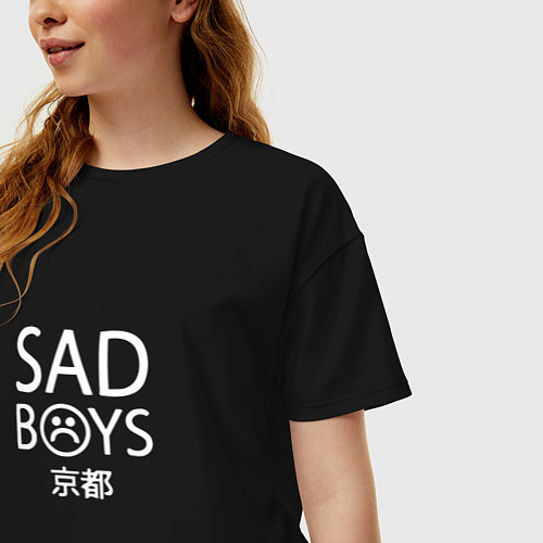 Женская футболка оверсайз SAD BOYS / Черный – фото 3