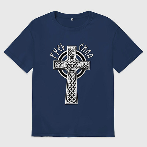 Женская футболка оверсайз Русь сила / Тёмно-синий – фото 1