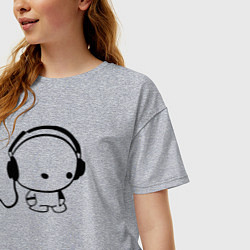 Футболка оверсайз женская В наушниках, цвет: меланж — фото 2