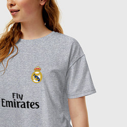 Футболка оверсайз женская Real Madrid: Fly Emirates, цвет: меланж — фото 2