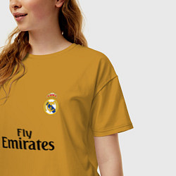Футболка оверсайз женская Real Madrid: Fly Emirates, цвет: горчичный — фото 2