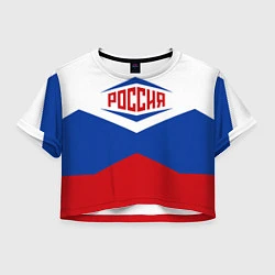 Футболка 3D укороченная женская Россия 2016, цвет: 3D-принт