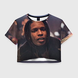 Футболка 3D укороченная женская ASAP Rocky: Black Hip-Hop, цвет: 3D-принт