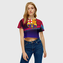Футболка 3D укороченная женская ФК Барселона, цвет: 3D-принт — фото 2