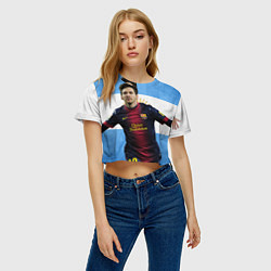 Футболка 3D укороченная женская Messi from Argentina, цвет: 3D-принт — фото 2
