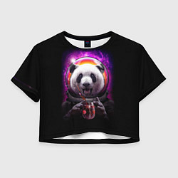 Футболка 3D укороченная женская Panda Cosmonaut, цвет: 3D-принт