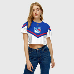 Футболка 3D укороченная женская NHL: New York Rangers, цвет: 3D-принт — фото 2