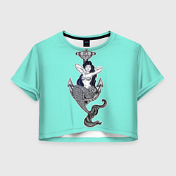 Футболка 3D укороченная женская Mermaid blue, цвет: 3D-принт