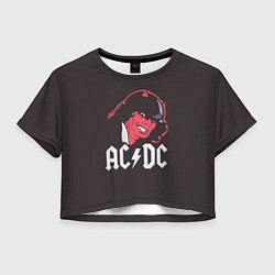 Футболка 3D укороченная женская AC/DC Devil, цвет: 3D-принт