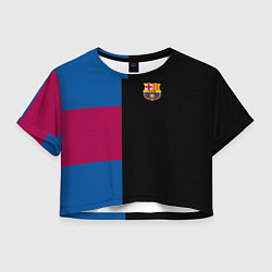 Футболка 3D укороченная женская Barcelona FC: Black style, цвет: 3D-принт