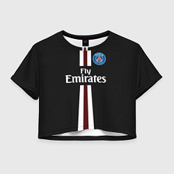 Футболка 3D укороченная женская PSG FC: Black 2018, цвет: 3D-принт