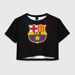Футболка 3D укороченная женская FC Barcelona Lines, цвет: 3D-принт
