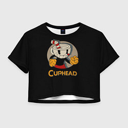 Футболка 3D укороченная женская Cuphead: Mugman, цвет: 3D-принт
