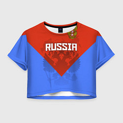 Футболка 3D укороченная женская Russia Red & Blue, цвет: 3D-принт