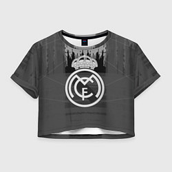 Футболка 3D укороченная женская FC Real Madrid: Grey Abstract, цвет: 3D-принт