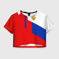 Футболка 3D укороченная женская Russia: Geometry Tricolor, цвет: 3D-принт