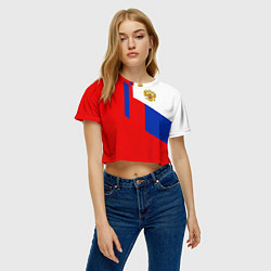 Футболка 3D укороченная женская Russia: Geometry Tricolor, цвет: 3D-принт — фото 2