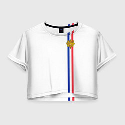 Футболка 3D укороченная женская Франция: лента с гербом, цвет: 3D-принт