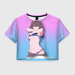 Футболка 3D укороченная женская Ahegao Girl, цвет: 3D-принт