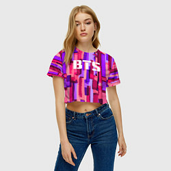 Футболка 3D укороченная женская BTS: Pink Colour, цвет: 3D-принт — фото 2