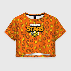 Футболка 3D укороченная женская Brawl Stars: Orange Team, цвет: 3D-принт
