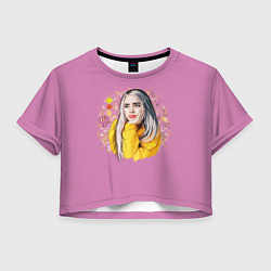 Футболка 3D укороченная женская Billie Eilish Pink Art, цвет: 3D-принт