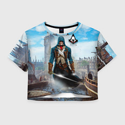 Футболка 3D укороченная женская Assasin's creed, цвет: 3D-принт