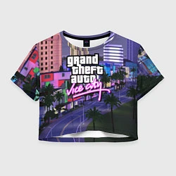 Футболка 3D укороченная женская Grand Theft Auto Vice City, цвет: 3D-принт