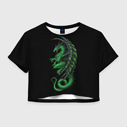 Футболка 3D укороченная женская Green Dragon, цвет: 3D-принт