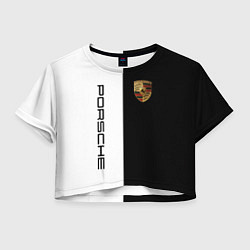 Футболка 3D укороченная женская PORSCHE, цвет: 3D-принт