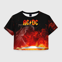 Футболка 3D укороченная женская ACDC, цвет: 3D-принт