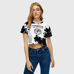 Футболка 3D укороченная женская Гражданская оборона, цвет: 3D-принт — фото 2